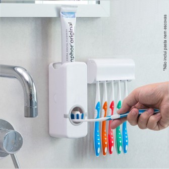 Dispensador De Pasta De Dentes C/ Suporte P/ 5 Escovas